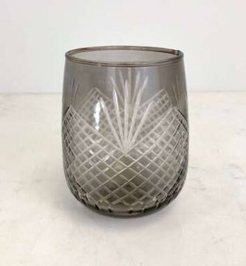Etched Smoke Glass Votive