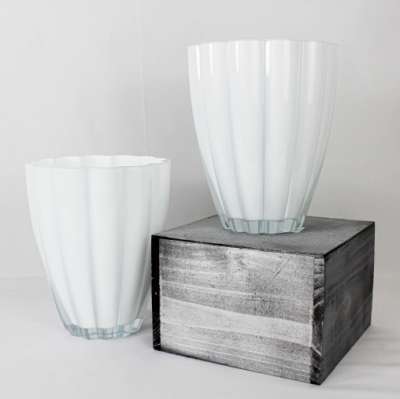 White Fluted Glass Vase