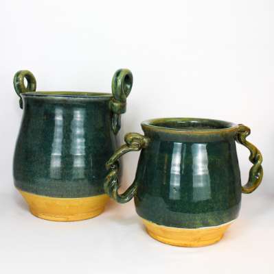 STONEWARE TEAL POTS