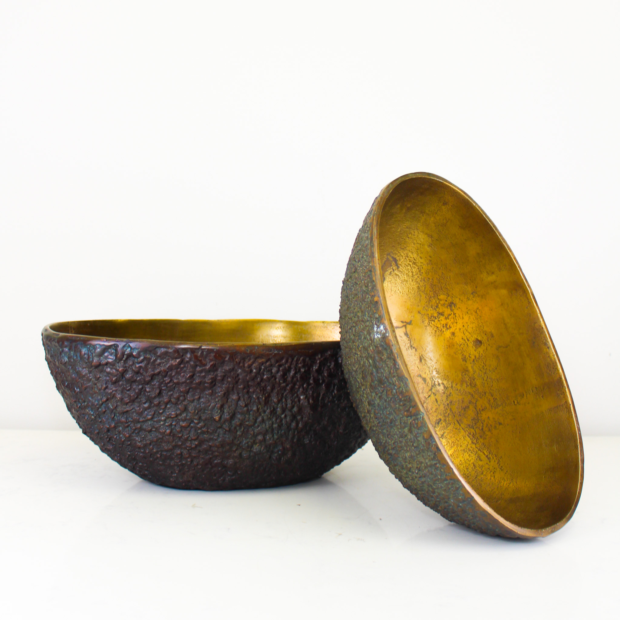 Textured Metal Oval Bowl