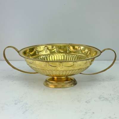 Oval Brass Compote with Handles