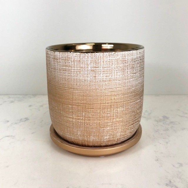 Rose Gold Planter with Saucer