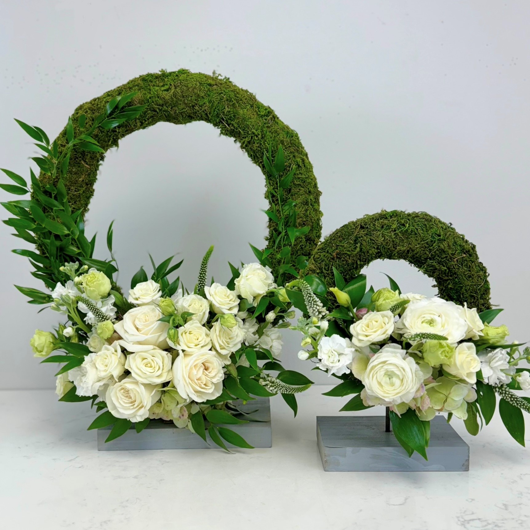 Moss Wreaths on Stand