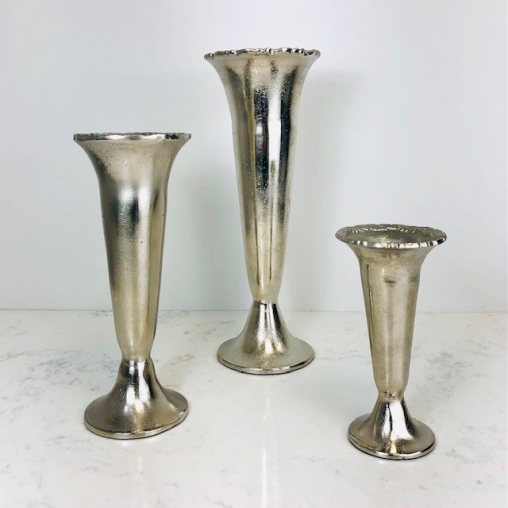 Silver Metal Trumpet Vases