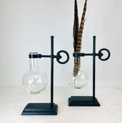 Glass Globe Vase with Metal Stand