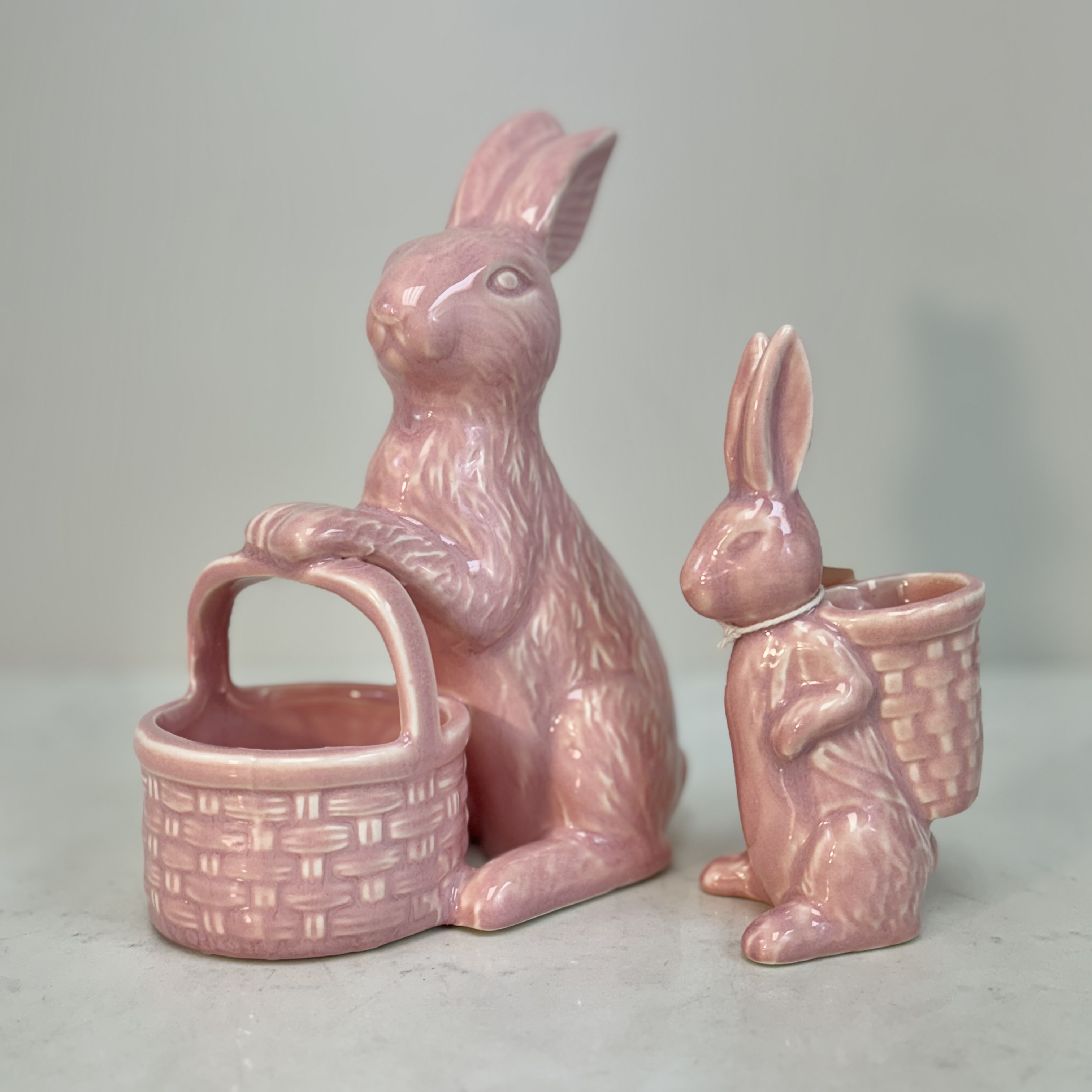 Pink Bunnies with Basket