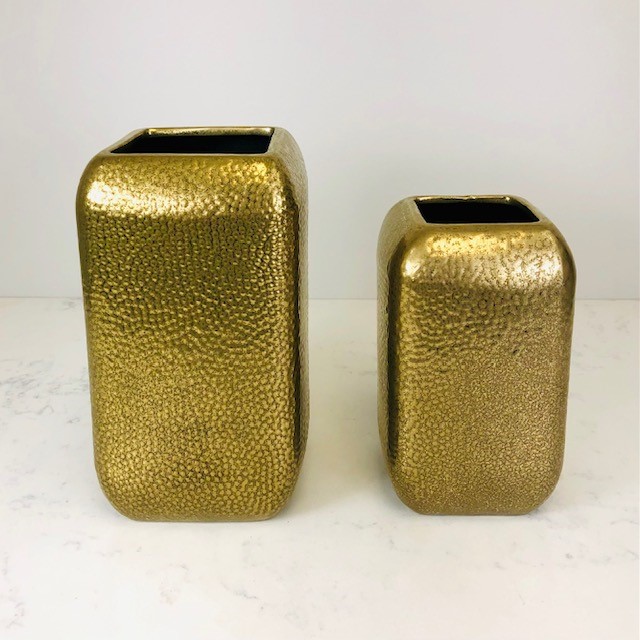 Textured Square Gold Vase
